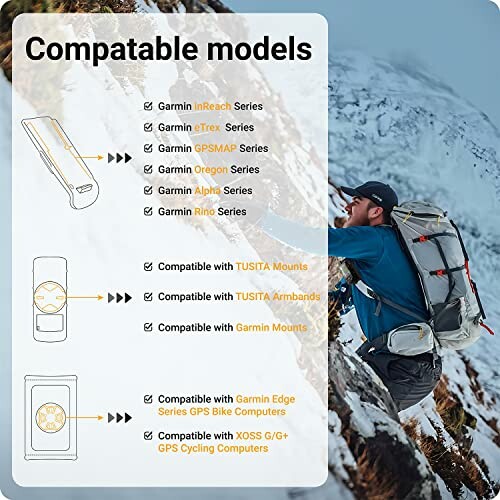 Liste der kompatiblen Garmin-Modelle und Zubehör.