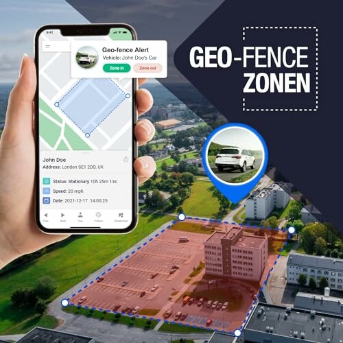 Geo-Fence-Warnung auf Smartphone mit Karte