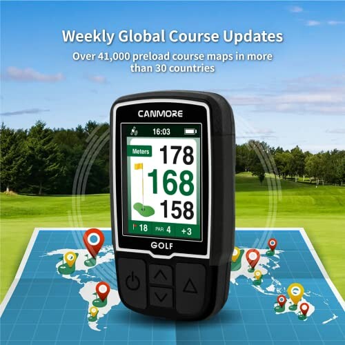Golf-GPS-Gerät mit globalen Kursaktualisierungen.
