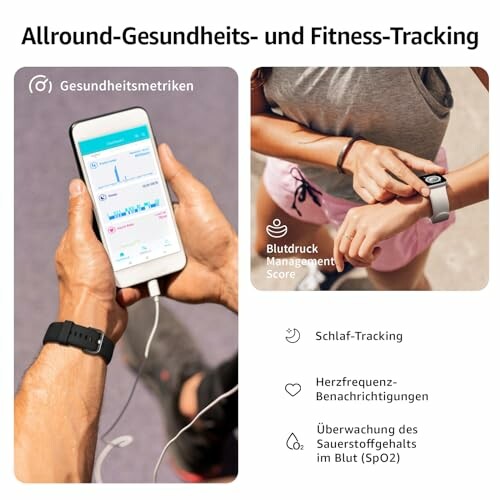 Personen verwenden Gesundheits- und Fitness-Tracking-Geräte.