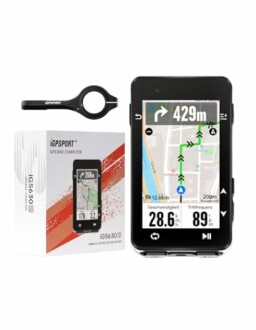 iGPSPORT GPS-Fahrradcomputer mit Kartenansicht und Geschwindigkeitsanzeige.
