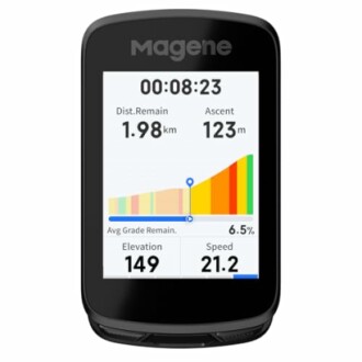 Magene GPS-Fahrradcomputer mit Distanz, Steigung und Geschwindigkeit.