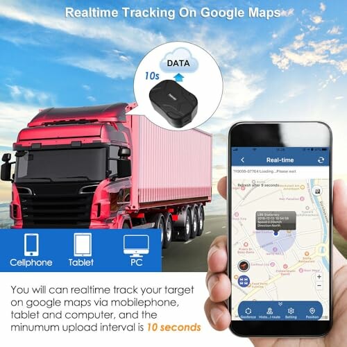 Echtzeitverfolgung eines LKWs mit Google Maps auf Mobilgerät.