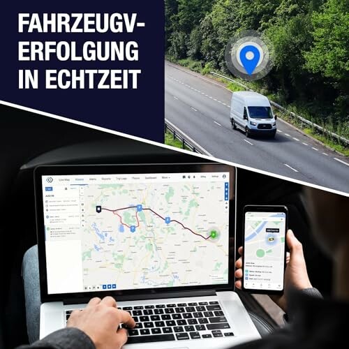 Fahrzeugverfolgung in Echtzeit mit Laptop und Smartphone