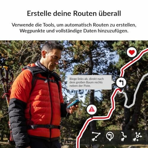 Mann plant Routen im Freien mit Smartphone.